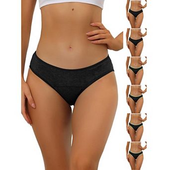 7 Packs Women's Period-Underwear Mid-Waistd Hipster Panties, Available in Plus Size