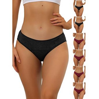 7 Packs Women's Period-Underwear Mid-Waistd Hipster Panties, Available in Plus Size