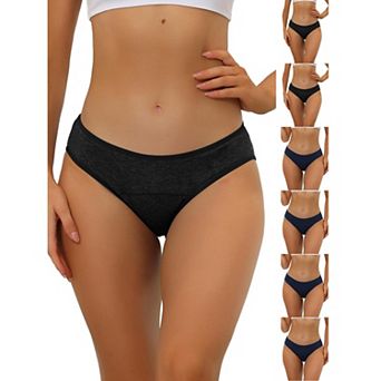 7 Packs Women's Period-Underwear Mid-Waistd Hipster Panties, Available in Plus Size