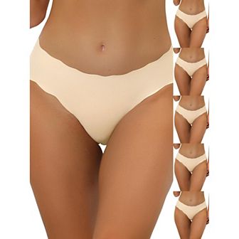 6 Packs Traceless Panties for Women No Show Stretch Solid Underwear Invisible Brief