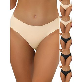 6 Packs Traceless Panties for Women No Show Stretch Solid Underwear Invisible Brief