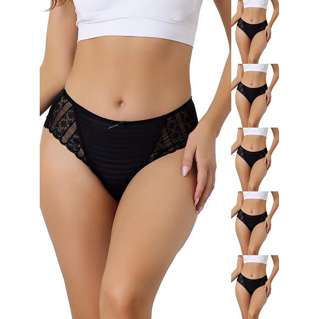 6 Packs Women's Lace Panties Mid-Waist Full Coverage Stretchy