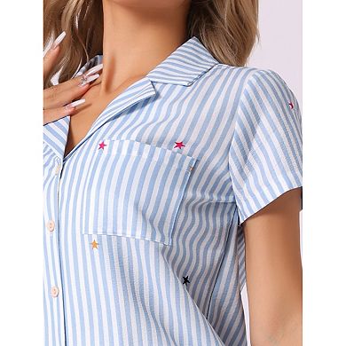 Women's Pajamas Set Short Sleeve Sleepwear Button Up Top and Shorts Loungewear 2 Piece Pjs