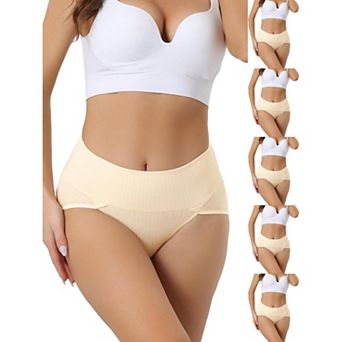 6 Packs Women's Plus Size High Waist Stretch Briefs Underpants Tummy Control Panties
