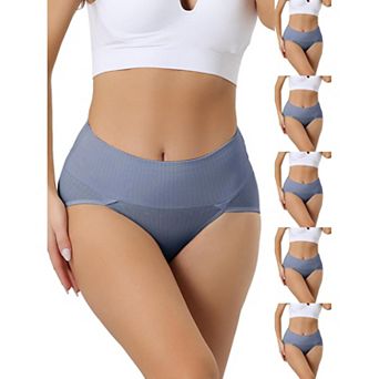 6 Packs Women's Plus Size High Waist Stretch Briefs Underpants Tummy Control Panties