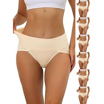 7 Packs Women's Hi-Cut Ribbed High Waist Tummy Control Underwear, Available in Plus Size