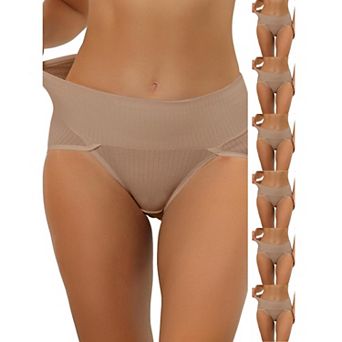 7 Packs Women's Hi-Cut Ribbed High Waist Tummy Control Underwear, Available in Plus Size