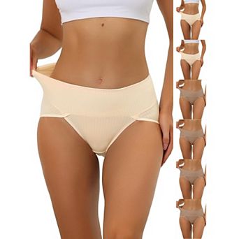7 Packs Women's Hi-Cut Ribbed High Waist Tummy Control Underwear, Available in Plus Size