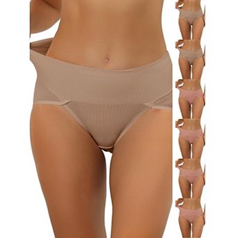 7 Packs Women's Hi-Cut Ribbed High Waist Tummy Control Underwear, Available in Plus Size