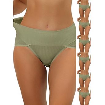 7 Packs Women's Hi-Cut Ribbed High Waist Tummy Control Underwear, Available in Plus Size