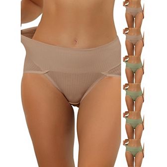7 Packs Women's Hi-Cut Ribbed High Waist Tummy Control Underwear, Available in Plus Size