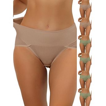7 Packs Women's Hi-Cut Ribbed High Waist Tummy Control Underwear, Available in Plus Size