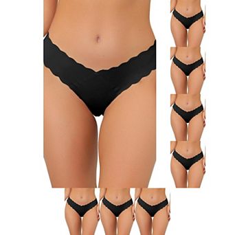 8 Packs Women's No-Show Hipster Unlined Cheeky Underwear V-Shape Waist Stretch Bikini