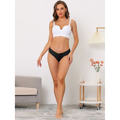 8 Packs Women's No-Show Hipster Unlined Cheeky Underwear V-Shape Waist Stretch Bikini