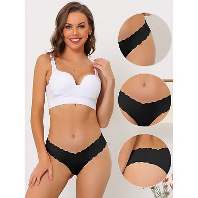 8 Packs Women's No-Show Hipster Unlined Cheeky Underwear V-Shape Waist Stretch Bikini