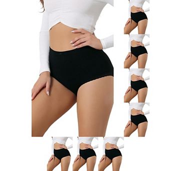 8 Packs Women's Soft High Waist Underwear Stretch Briefs Underpants Tummy Control Panties