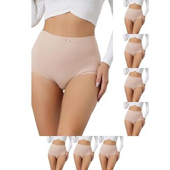 8 Packs Women's Soft High Waist Underwear Stretch Briefs Underpants Tummy Control Panties