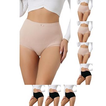 8 Packs Women's Soft High Waist Underwear Stretch Briefs Underpants Tummy Control Panties