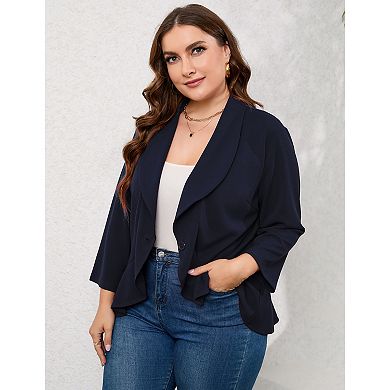 Womens Plus Size Casual Long Sleeve Blazer Open Front Cardigan Work Office Jacket Suit Blazer