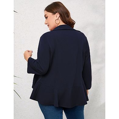 Womens Plus Size Casual Long Sleeve Blazer Open Front Cardigan Work Office Jacket Suit Blazer