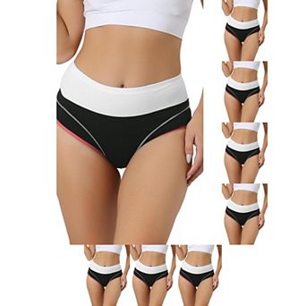 8 Packs Women's High Waist Underwear Stretch Briefs Underpants Tummy Control Cotton Panties