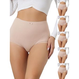 6 Packs Women's Soft High Waist Underwear Stretch Briefs Underpants Tummy Control Panties