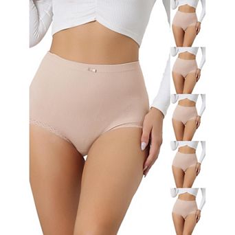 6 Packs Women's Soft High Waist Underwear Stretch Briefs Underpants Tummy Control Panties