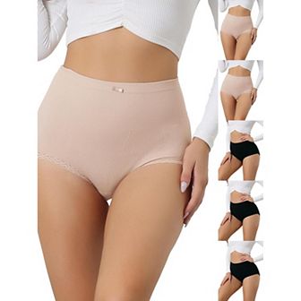 6 Packs Women's Soft High Waist Underwear Stretch Briefs Underpants Tummy Control Panties