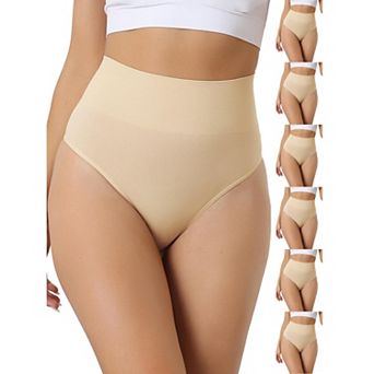 7 Packs Women's High-Waisted Briefs Invisible Thong Stretchy Knickers Comfortable Underwear