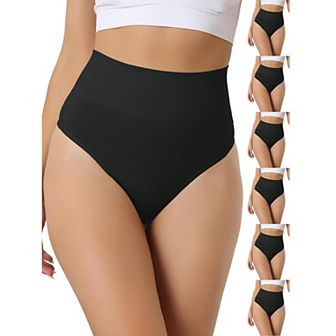 7 Packs Women's High-Waisted Briefs Invisible Thong Stretchy Knickers Comfortable Underwear