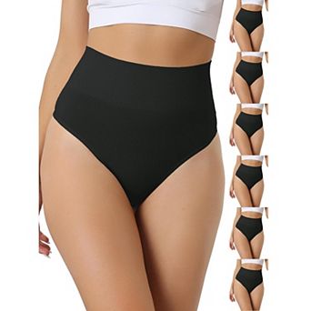 7 Packs Women's High-Waisted Briefs Invisible Thong Stretchy Knickers Comfortable Underwear