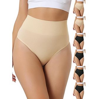 7 Packs Women's High-Waisted Briefs Invisible Thong Stretchy Knickers Comfortable Underwear
