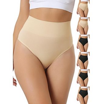 7 Packs Women's High-Waisted Briefs Invisible Thong Stretchy Knickers Comfortable Underwear