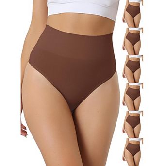 7 Packs Women's High-Waisted Briefs Invisible Thong Stretchy Knickers Comfortable Underwear