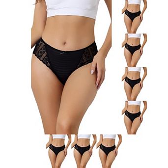8 Packs Women's Lace Panties Mid-Waist Full Coverage Stretchy Briefs Thin Breathable Knickers