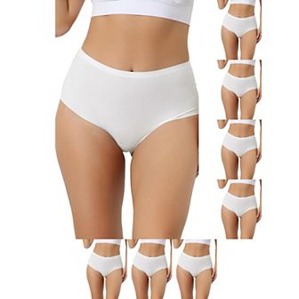 8 Packs Women's High Waisted Underwear Silky Breathable No Trace Hipster Stretch Briefs