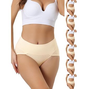 7 Packs Women's Plus Size High Waist Stretch Briefs Underpants Tummy Control Panties