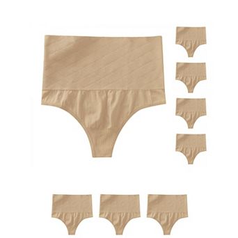 8 Packs Women's Tummy Control Thong Panties Shapewear Slimmer High Waist Non-Marking Briefs