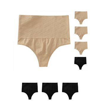 8 Packs Women's Tummy Control Thong Panties Shapewear Slimmer High Waist Non-Marking Briefs