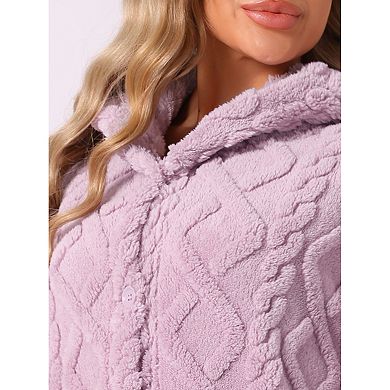 Women's Flannel Pajama Sets Winter Button Up Long Cardigan Hoodies Matching Long Pants 2 Piece