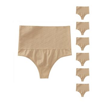 7 Packs Women's Tummy Control Thong Panties Shapewear Slimmer High Waist Non-Marking Briefs