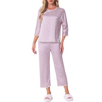 Women's Pajamas Silky Long Sleeve Floral Round Neck Hanfu Loungewear Set