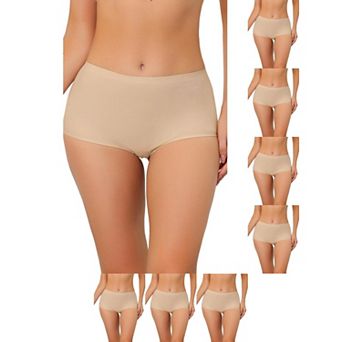 8 Packs Women's Boyshorts Underwear Unlined Invisible mid waist Stretch Solid Panties