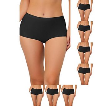 8 Packs Women's Boyshorts Underwear Unlined Invisible mid waist Stretch Solid Panties