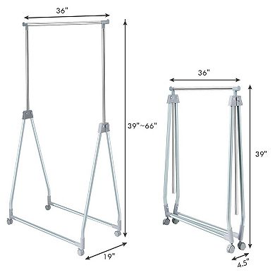 Extendable Foldable Heavy Duty Clothing Rack with Hanging Rod