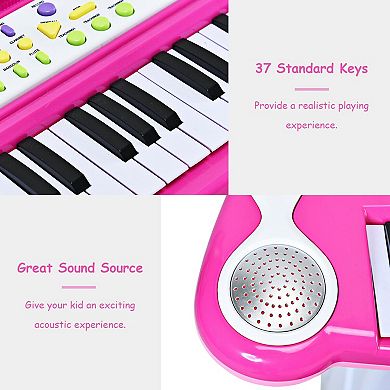 37 Key Electronic Keyboard Kids Toy Piano Included Microphone and Stool