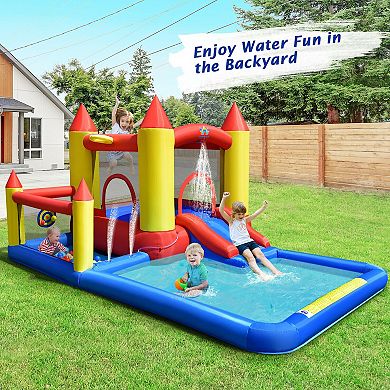 Inflatable Water Slide Castle Kids Bounce House with 480W Blower