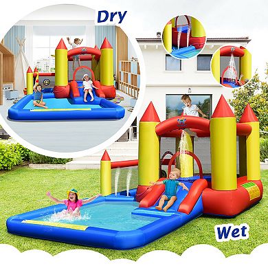 Inflatable Water Slide Castle Kids Bounce House with 480W Blower