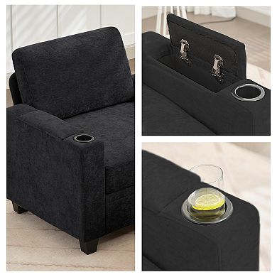 SERWALL Chenille Storage Loveseat, Multifunctional Storage Sofa