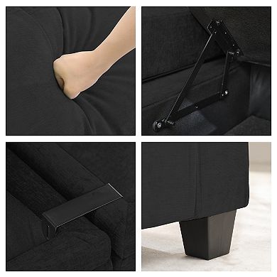 SERWALL Chenille Storage Loveseat, Multifunctional Storage Sofa